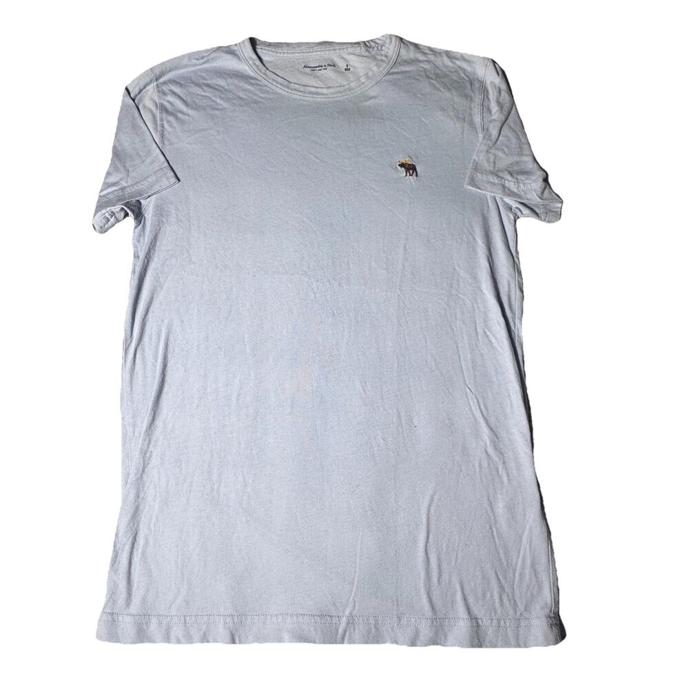 Abercrombie & Fitch Soft A&F Tee Light Blue Shirt Sz S Moose Logo Preppy